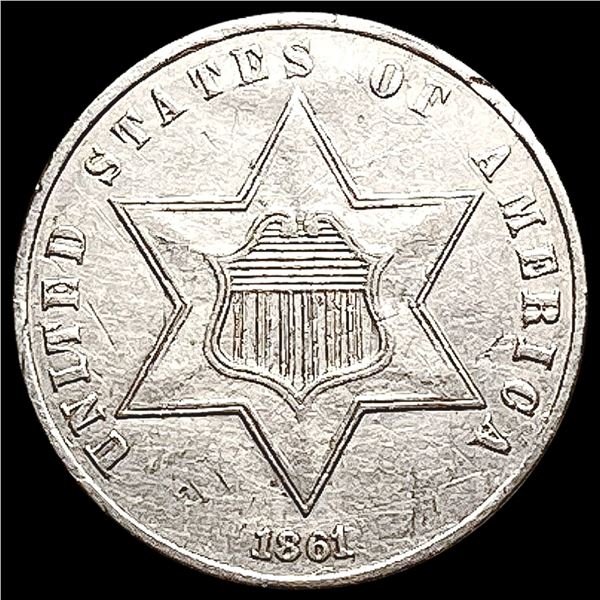 1861 Silver Three Cent CLOSELY UNCIRCULATED
