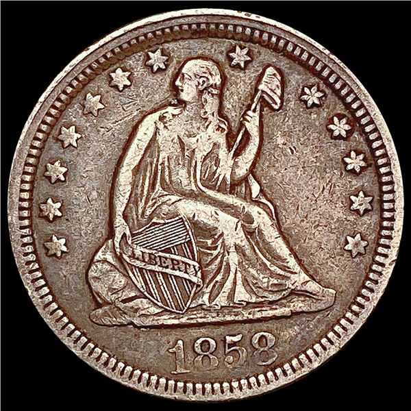 1858 Seated Liberty Quarter LIGHTLY CIRCULATED