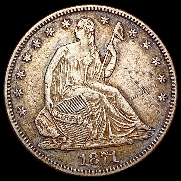 1871 Seated Liberty Half Dollar CLOSELY UNCIRCULAT
