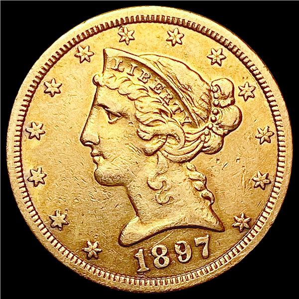 1897-S $5 Gold Half Eagle CLOSELY UNCIRCULATED