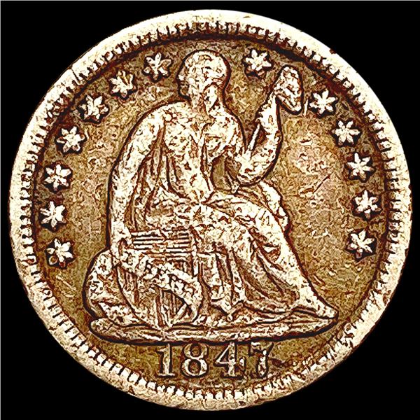 1847 Seated Liberty Half Dime NICELY CIRCULATED