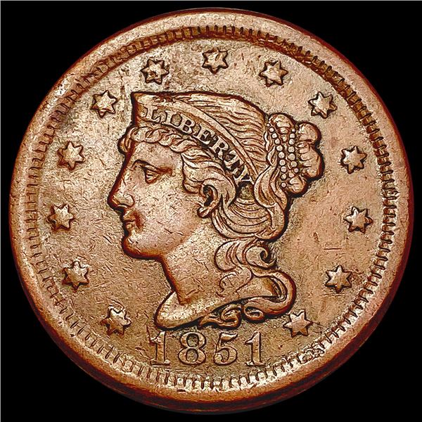 1851 Braided Hair Large Cent LIGHTLY CIRCULATED