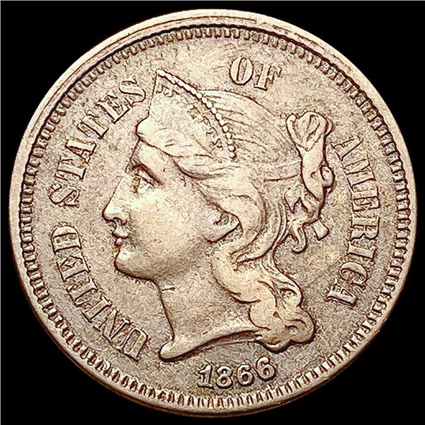 1866 Nickel Three Cent CLOSELY UNCIRCULATED
