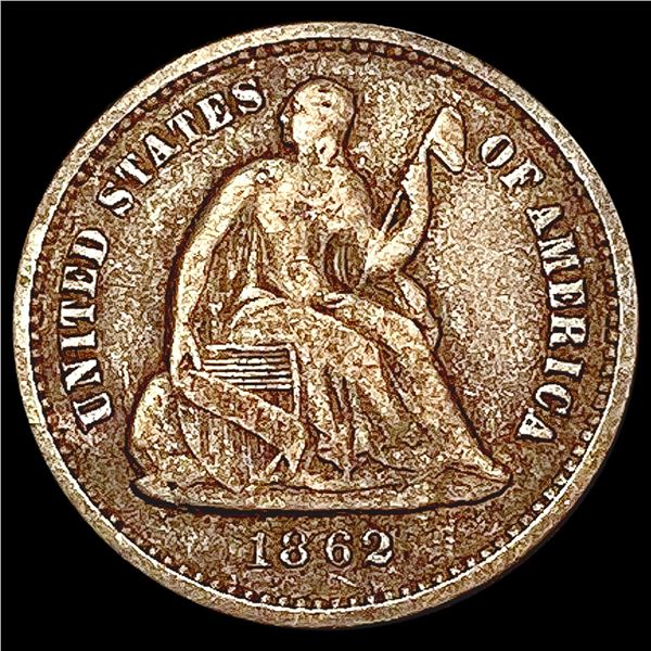1862 Seated Liberty Half Dime NICELY CIRCULATED