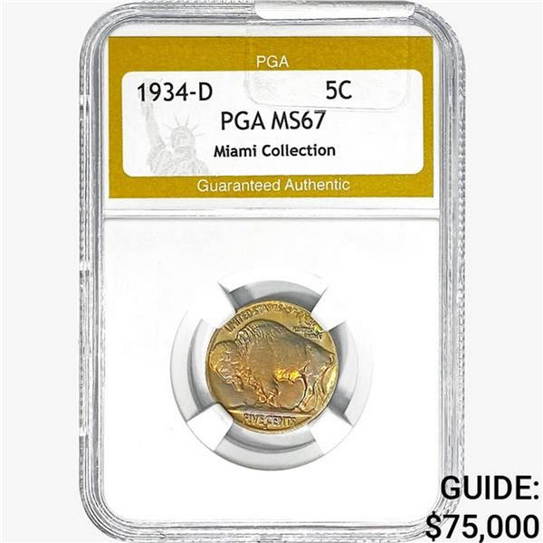 1934-D Buffalo Nickel PGA MS67 Miami Coll.