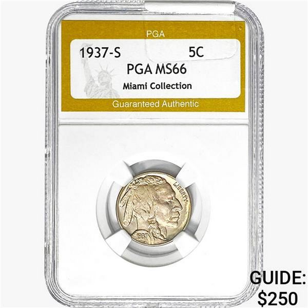 1937-S Buffalo Nickel PGA MS66 Miami Coll.
