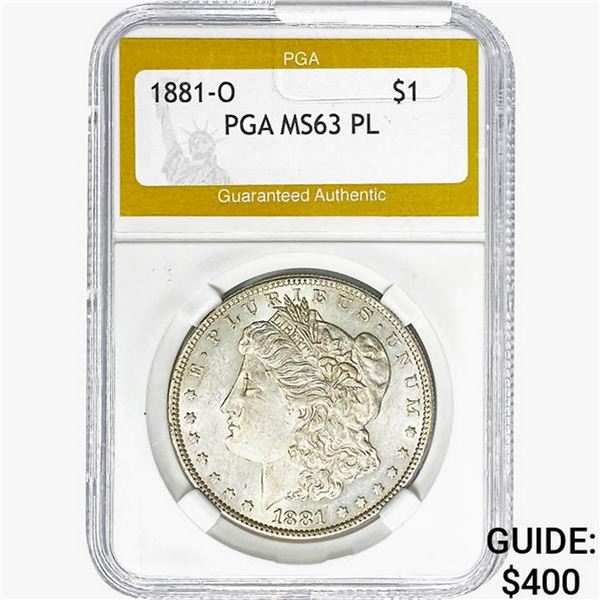 1881-O Morgan Silver Dollar PGA MS63 PL