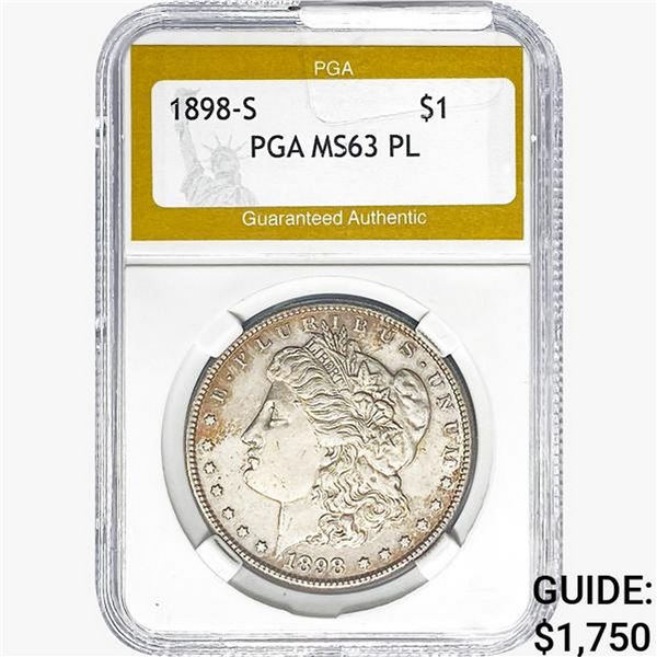 1898-S Morgan Silver Dollar PGA MS63 PL