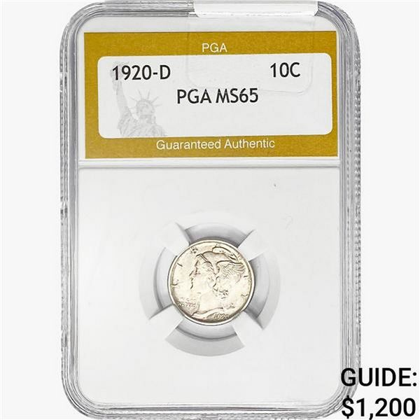 1920-D Mercury Silver Dime PGA MS65