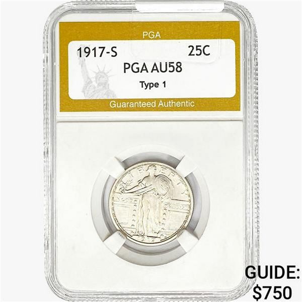 1917-S Standing Liberty Quarter PGA AU58 Type 1