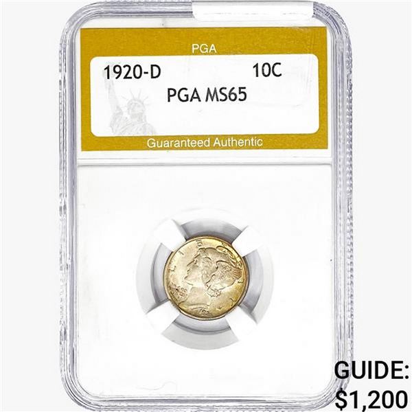 1920-D Mercury Silver Dime PGA MS65