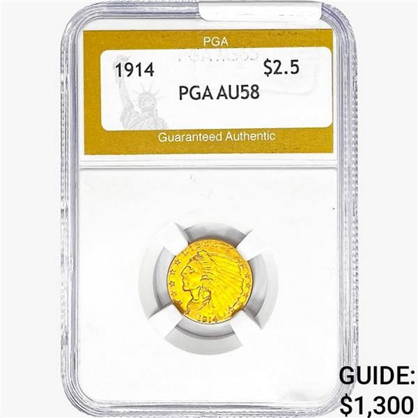 1914 $2.50 Gold Quarter Eagle PGA AU58