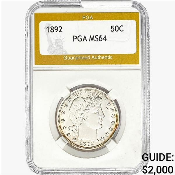 1892 Barber Half Dollar PGA MS64