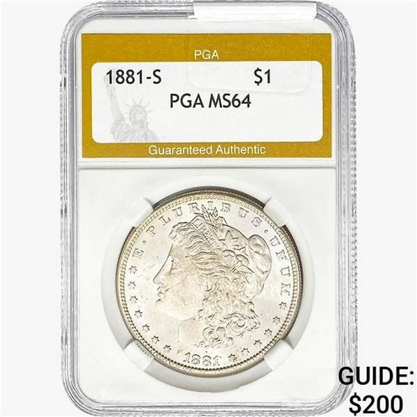 1881-S Morgan Silver Dollar PGA MS64