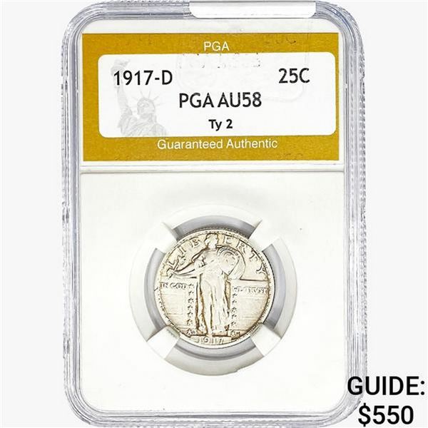 1917-D Standing Liberty Quarter PGA AU58 Type 2