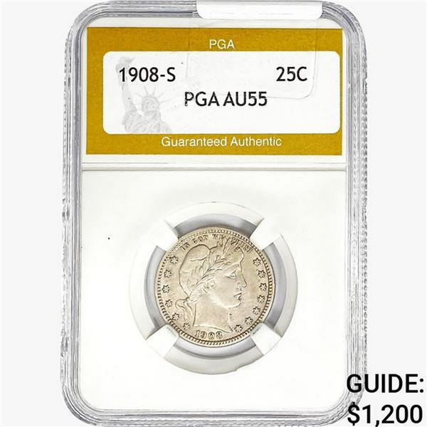 1908-S Barber Quarter PGA AU55
