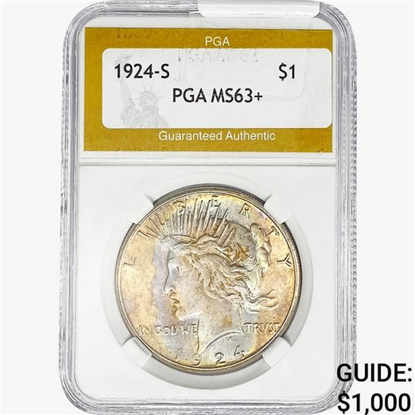 1924-S Silver Peace Dollar PGA MS63+