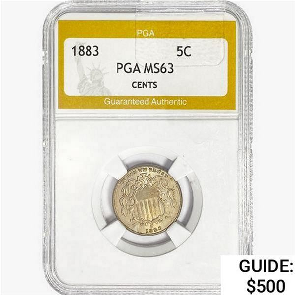 1883 Shield Nickel PGA MS63 Cents