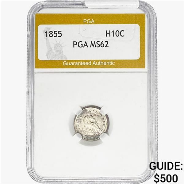 1855 Seated Liberty Half Dime PGA MS62