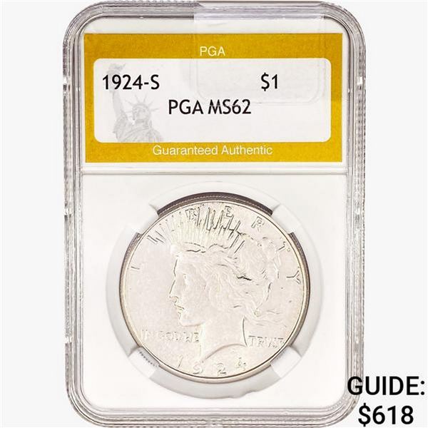 1924-S Silver Peace Dollar PGA MS62