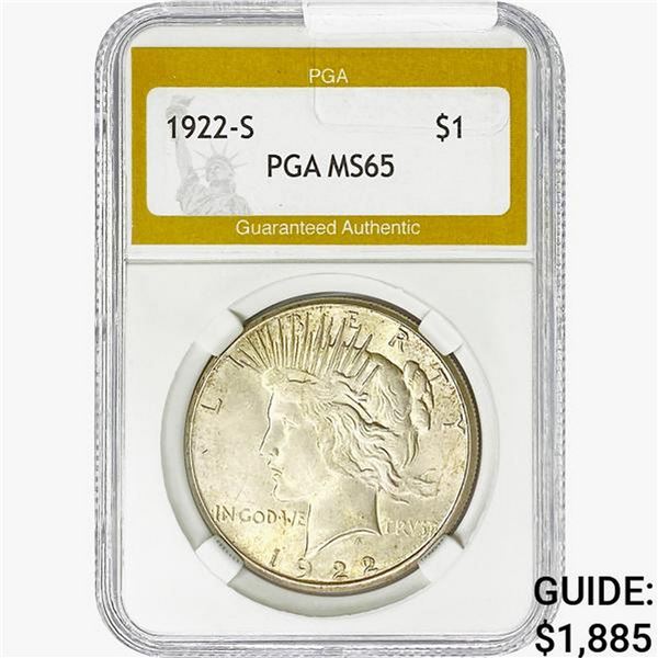 1922-S Silver Peace Dollar PGA MS65
