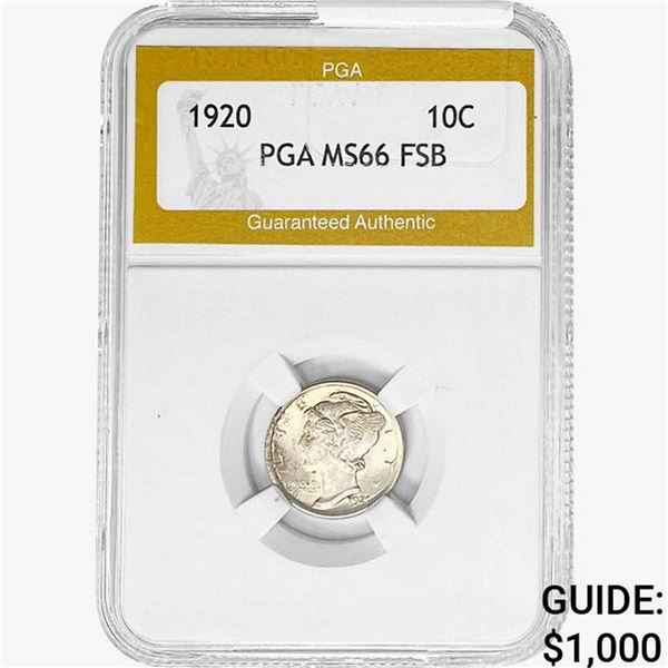 1920 Mercury Silver Dime PGA MS66 FSB