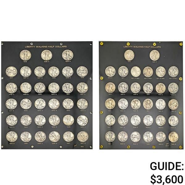 [65 Coin] 1916-1947 Walking Liberty Halves Display
