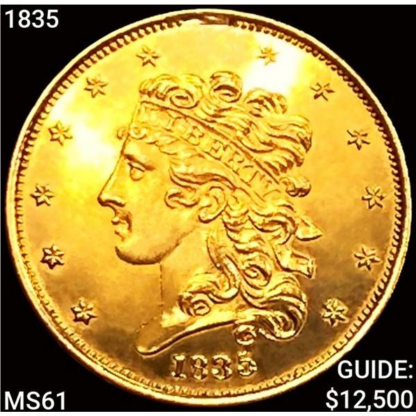 1835 $5 Gold Half Eagle UNCIRCULATED