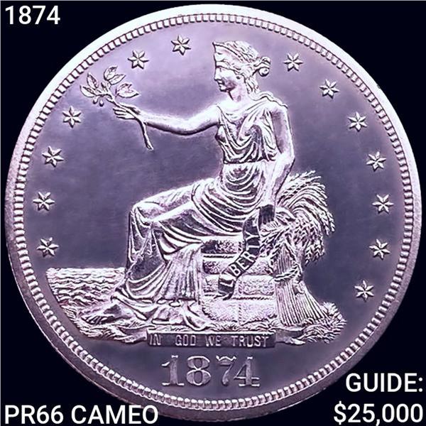 1874 Silver Trade Dollar GEM PROOF CAM