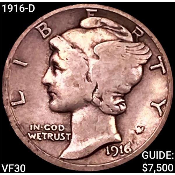 1916-D Mercury Dime LIGHTLY CIRCULATED