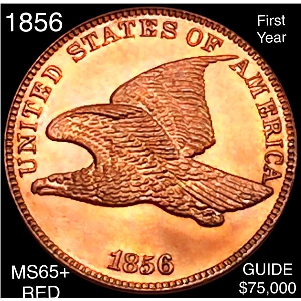 1856 Flying Eagle Cent GEM BU + RED