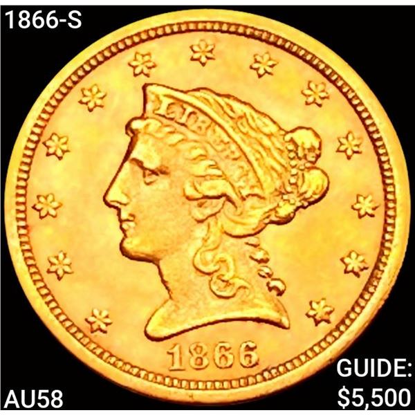 1866-S $2.50 Gold Quarter Eagle CHOICE AU