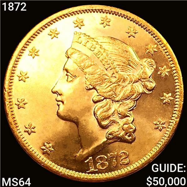1872 $20 Gold Double Eagle CHOICE BU