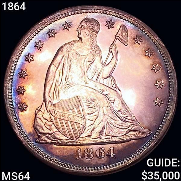 1864 Seated Liberty Dollar CHOICE BU
