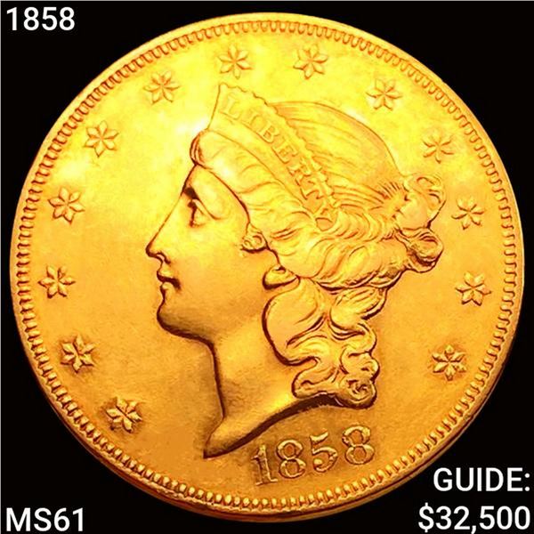 1858 $20 Gold Double Eagle UNCIRCULATED
