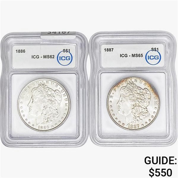 [2]1886-1887 Morgan Silver Dollar ICG MS62-65