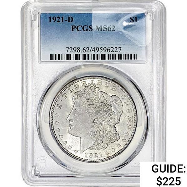 1921-D Morgan Silver Dollar PCGS MS62