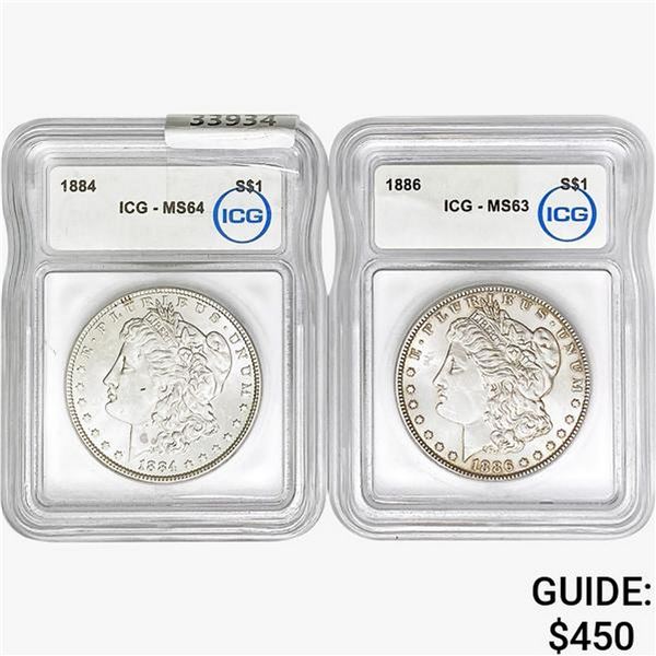 [2]1884/1886 Morgan Silver Dollar ICG MS63-64