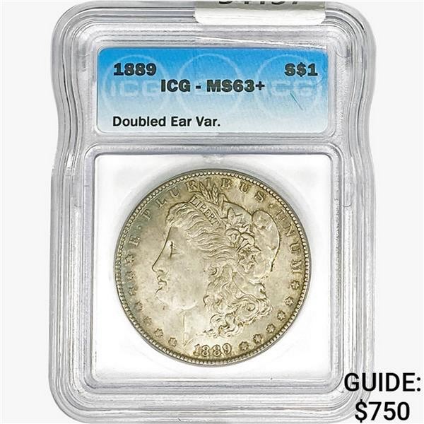 1889 Morgan Silver Dollar ICG MS63+ Dbl. Ear Var.