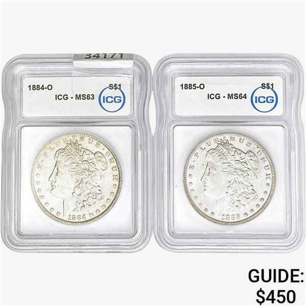 [2]1884/1885-O Morgan Silver Dollar ICG MS63-64