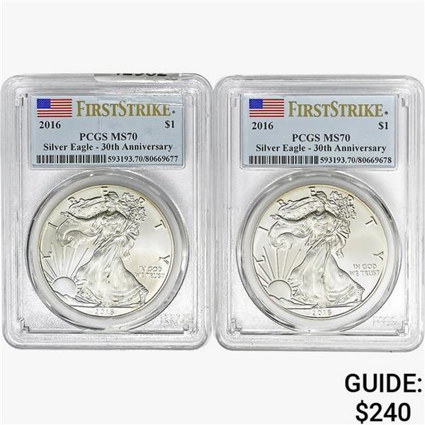 [2] 2016 Silver Eagle PCGS MS70