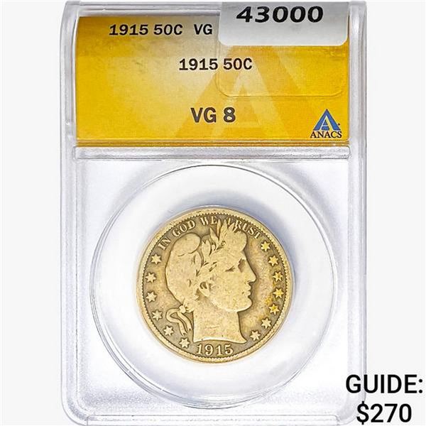 1915 Barber Half Dollar ANACS VG8