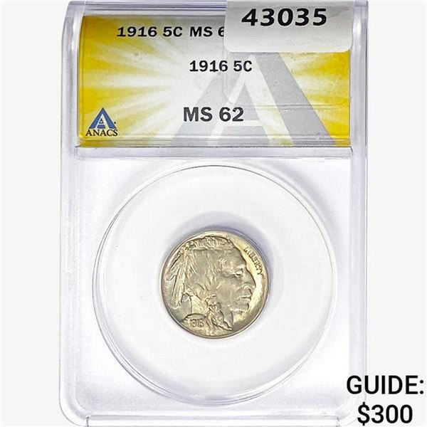 1916 Buffalo Nickel ANACS MS62