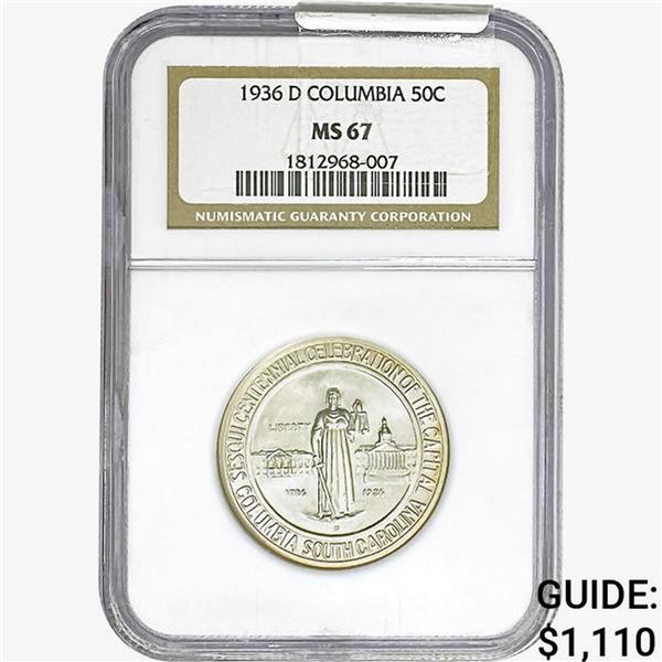1936-D Columbia Half Dollar NGC MS67