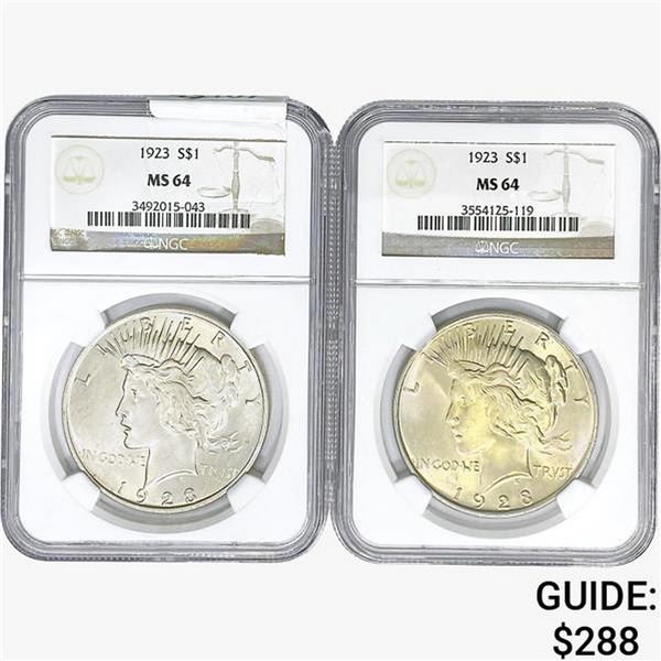 [2] 1923 Silver Peace Dollar NGC MS64