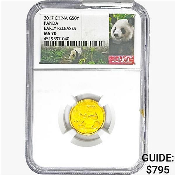 2017 3g Gold - 50 Yuan Panda Coin NGC MS70