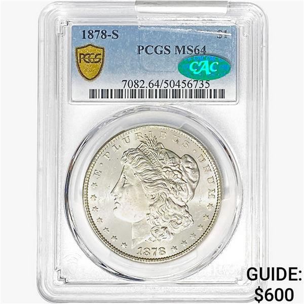 1878-S Morgan Silver Dollar CAC/PCGS MS64