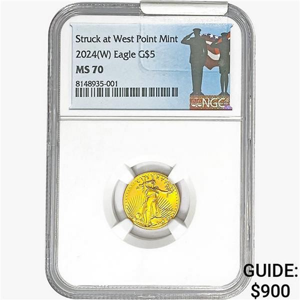 2024-W 0.10oz Gold $5 AGE NGC MS70