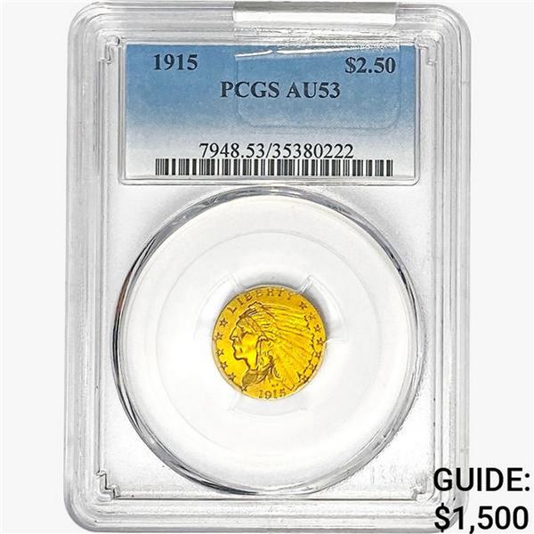 1915 $2.50 Gold Quarter Eagle PCGS AU53
