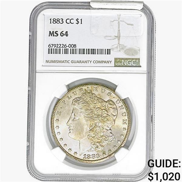 1883-CC Morgan Silver Dollar NGC MS64